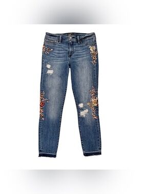 Abercrombie & Fitch Harper Low Rise Ankle Jeans with Floral Embroidery (Size 27)